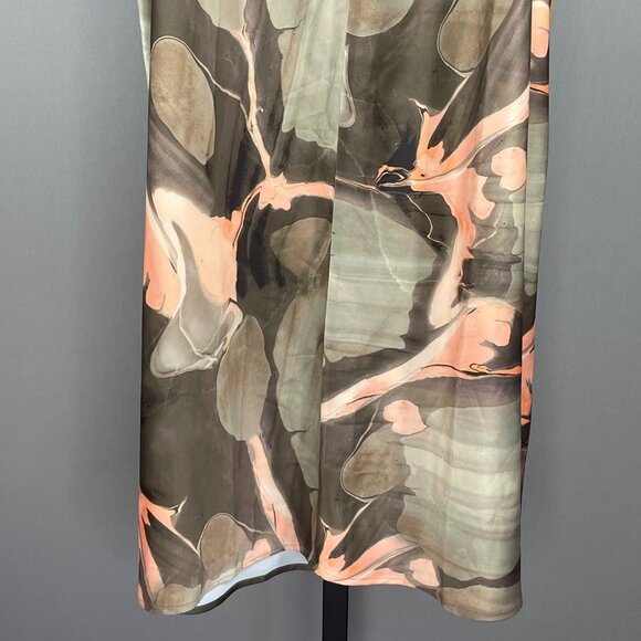 NEW Banana Republic Skirt Womens XL pink green floral water color satin - Picture 3 of 9